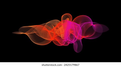 Gradient wave line blend form. Abstract pink orange flowing lines design element. Dynamic neon wave smoky shape. Sound waves or ai illustration concept. Vector bright curved pattern background