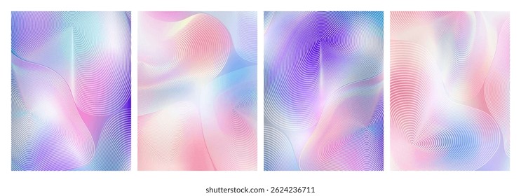 Padrão De Linhas De Onda De Gradiente. Fundo abstrato com cores brancas e azuis. Design gráfico minimalista moderno vetor com formas de linha ondulada em um fundo gradiente pérola.