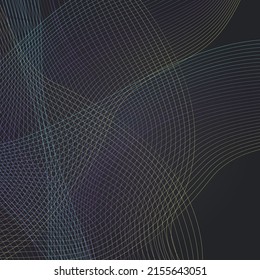 Gradient Waveform Movement Vector Black Background. Digital Curve Music Template. Dynamic Element Modern Banner. Bright Stripe Light Design.