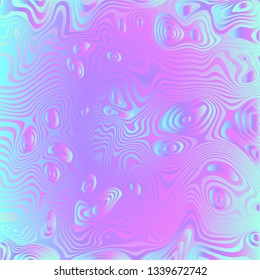 Gradient waves for abstract backdrop. Modern style trends 80s / 90s. Holographic Foil for your creative project. Trendy neon color design. Holo sparkly cover. Vector illustration.