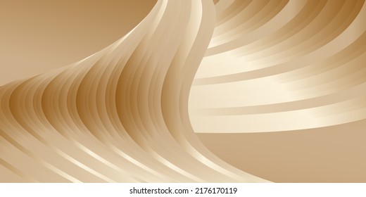 Gradient waves with silk gold glitter. Abstract cover design, banner, background