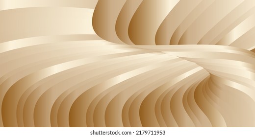 Gradient waves with silk gold glitter. Abstract cover design, banner, background