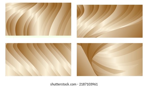 Olas degradadas con brillo de oro de seda. Conjunto de 4 diseños abstractos para portada, banner, fondo