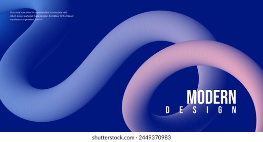Gradient wavy 3d shape, abstract technology background