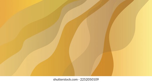 Gradient wavy background in beige and yellow tones. Abstract background. Vector illustration