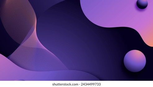 Gradient wavy background with spheres vector design in eps 10