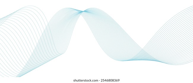 Gradient Wavy Lines Isolated on White Background. Wavy Technological Gradient Line. Abstract modern white background with curve wave technology lines