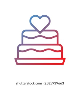 Gradient Wedding Cake with Heart Icon Design