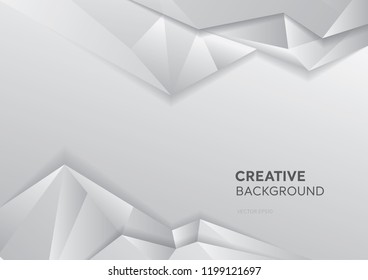 Gradient white gray background with abstract polygon at borders and space for text in the middle