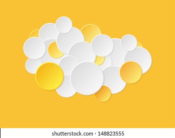 gradient white and yellow circles on the yellow background