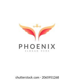 gradient wing and crown logo design