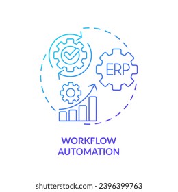 Gradient workflow automation icon concept, isolated vector, enterprise resource planning thin line illustration.