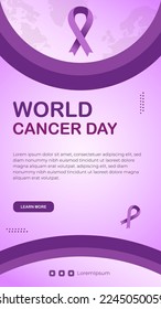 Gradient world cancer day social media story design with cancer ribbon