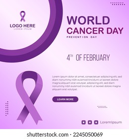 Gradient world cancer day social media posts background against cancer