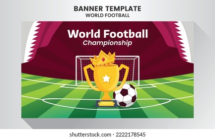 Gradient world football championship horizontal banner template