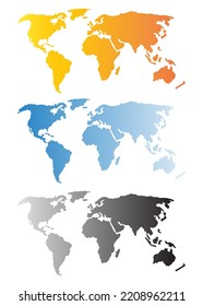 Gradient world map vector art illustration isolated on white background
