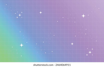 Gradient y2k background, Pastel Neon Holographic Mesh Gradient Abstract Background with Copy Space and Handdrawn Kawaii Y2K.