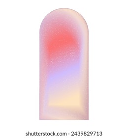 Gradient Y2k shape blur with noise. Arch blurry aesthetic y2k. Vector grain pastel form illustration. Aura gradient shape