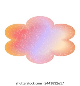 Gradient Y2k shape blur with noise. Cloud blurry aesthetic y2k. Vector grain pastel form illustration. Aura gradient shape