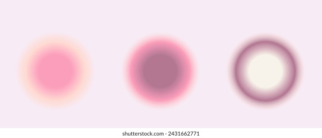 Gradient Y2k shape blur set. Planet blurry aesthetic y2k. Vector pastel form illustration. Aura gradient shape