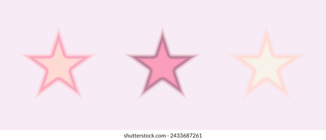 Gradient Y2k shape blur set. Star blurry aesthetic y2k. Vector pastel form illustration. Aura gradient shape