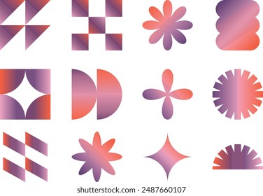 Gradient Y2k Shape  Set Vector