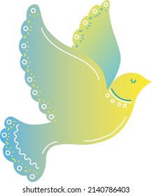 Gradient yellow and blue dove symbol of peace. War in Ukraine. Vector illustration on white background