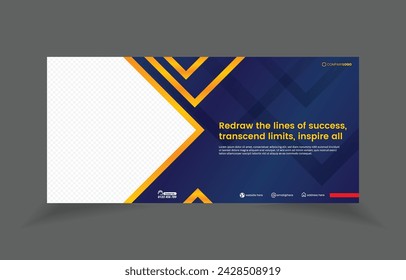 gradient yellow color with blue background abstract design. banner business horizontal design.