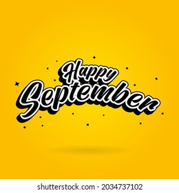 gradient yellow color september typography text lettering black color vector design
