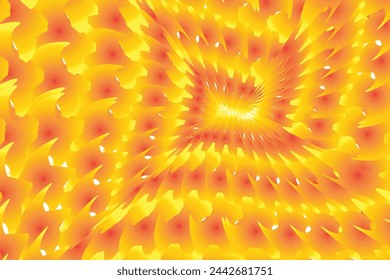 Forma de corazón amarillo degradado Muchas estrellas se conectan entre sí para crear un fondo inusual y hermoso con efectos de diseño - ilustración vectorial.