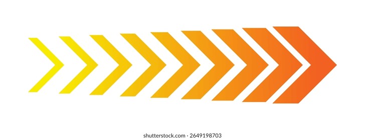 Gradient yellow to orange chevron arrows, dynamic motion line design for velocity, progress, or energy visuals
