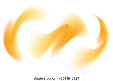 Gradient yellow, orange neon light, blur wave form set, iridescent smooth holographic brush stroke isolated motion element, transparent background. Dream glow abstract dynamic watercolor shapes.