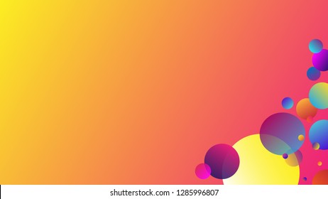 Gradient yellow and orange vector background with colorful gradient circle in the bottom corner 