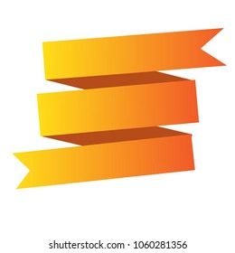 Gradient yellow and orange vector ribbons, banners or label on white background.