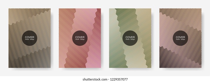 Gradient zig zag stripes texture vector backgrounds for   booklet covers. Modern zig zag gradient line stripes pattern. Advertising placard pages.
