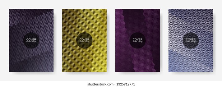 Gradient zig zag stripes texture vector backgrounds for   booklet covers. Stylish zig zag gradient line stripes pattern. Poster backdrops collection.