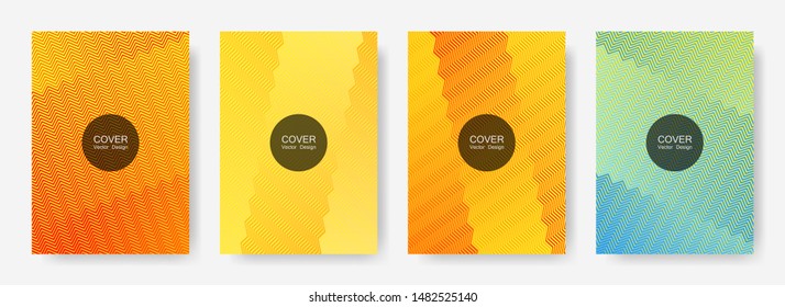 Gradient zig zag stripes texture vector backgrounds for booklet covers. Modern zig zag gradient line stripes composition. Poster backdrops collection.