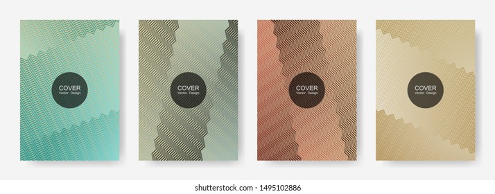 Gradient zig zag stripes texture vector backgrounds for   booklet covers. Vibrant zig zag gradient line stripes pattern. Presentation backgrounds set.