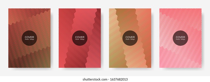Gradient zig zag stripes texture vector backgrounds for   brochure covers. Vibrant zig zag gradient line stripes pattern. Advertising banners set.