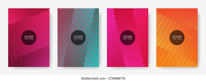 Gradient zig zag stripes texture vector backgrounds for   catalog covers. Vibrant zig zag gradient line stripes pattern. Brandibng banner templates.