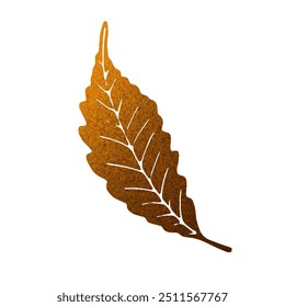 Gradiente leaf with grainy texture on white background