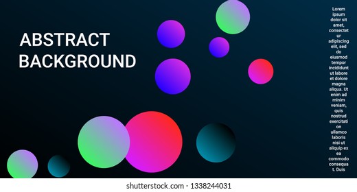 Gradients balls shapes. Creative design of coverages. Vector geometric illustration. Halftone, 3d. Abstract background of  pink, purple, green, turquoise  gradients balls shapes.