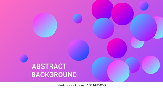 Gradients balls shapes. Creative design of coverages. Vector geometric illustration. Halftone, 3d. Abstract background of  pink, purple, blue gradients balls shapes.