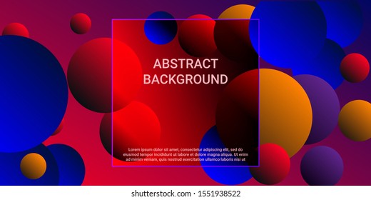 Gradients of balls shapes. Futuristic design of coverages.  Vector geometric illustration. Halftone, 3d. Abstract background of blue, purple, red, yellow gradients beads shapes.