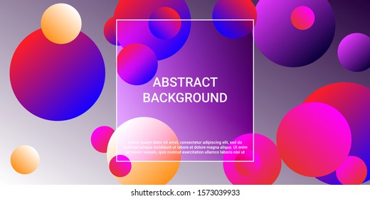 Gradients of balls shapes. Futuristic design of coverages.  Vector geometric illustration. Halftone, 3d. Abstract background of blue, purple, red, yellow gradients beads shapes.