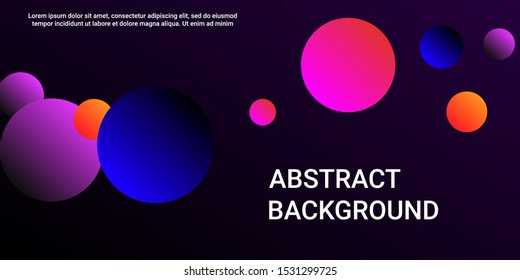 Gradients of balls shapes. Minimal coating design. Vector geometric illustration. Halftone, 3d. Abstract background of blue, purple, red, orange gradients beads shapes.
