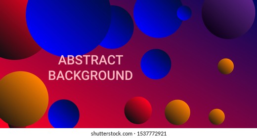 Gradients of balls shapes. Minimal coating design. Vector geometric illustration. Halftone, 3d. Abstract background of blue, purple, red, yellow gradients beads shapes.