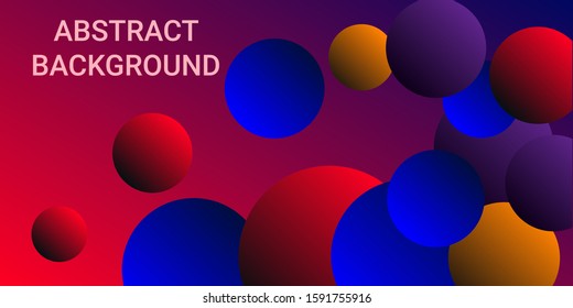 Gradients of balls shapes. Minimal coating design. Vector geometric illustration. Halftone, 3d. Abstract background of blue, purple, red, yellow gradients beads shapes.