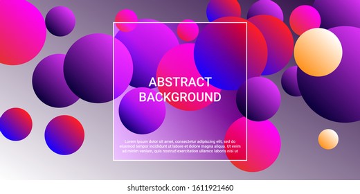 Gradients of balls shapes. Minimal coating design. Vector geometric illustration. Halftone, 3d. Abstract background of blue, purple, red, yellow gradients beads shapes.