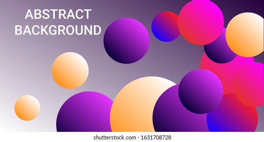 Gradients of balls shapes. Minimal coating design. Vector geometric illustration. Halftone, 3d. Abstract background of blue, purple, red, yellow gradients beads shapes.